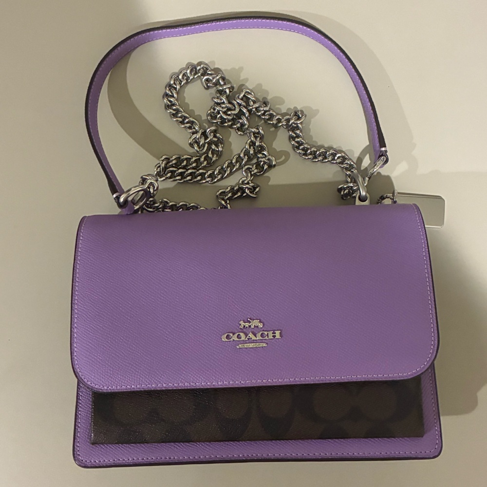 Coach Lavender Crossbody Bag with Silver Chain